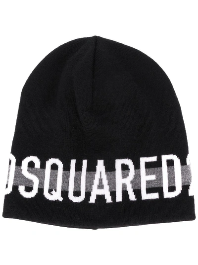 Shop Dsquared2 Logo Wool Beanie In Black