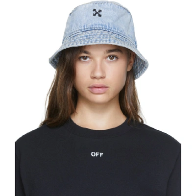Off-white Logo Denim Bucket Hat In Bleach | ModeSens