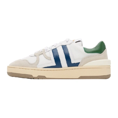 Shop Lanvin White And Blue Leather Clay Sneakers In 0020 Wht/bl