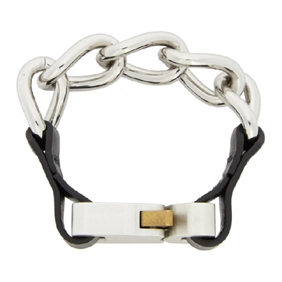 Alyx Silver Chain & Leather Buckle Bracelet In Blk Black | ModeSens