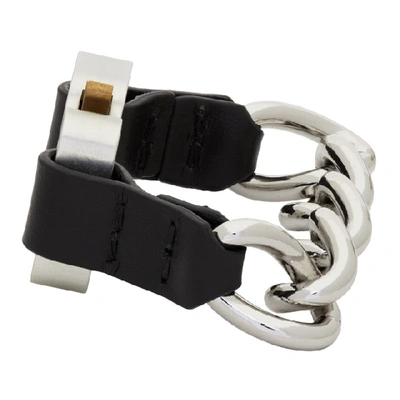 Alyx Silver Chain & Leather Buckle Bracelet In Blk Black | ModeSens