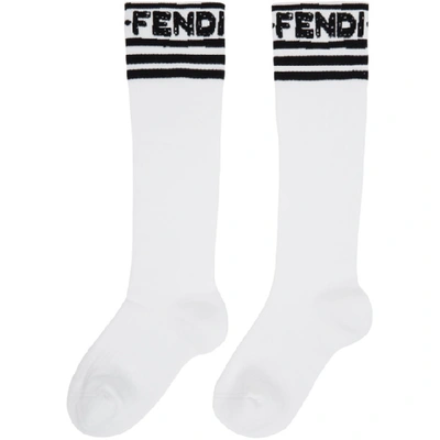 Shop Fendi Black And White Joshua Vides Edition Terry Socks In F05wl Wh/bk