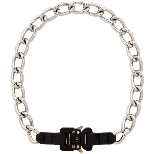 Alyx 1017 9sm Silver Chain And Leather Buckle Necklace In Blk0001 Bla ...