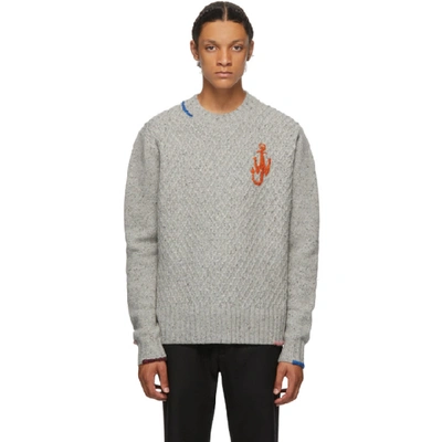Shop Jw Anderson Grey Knit Crewneck Sweater In Mst Gry 919