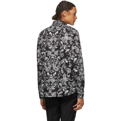 Shop Versace Jeans Couture Black And White Paisley Shirt In E899 Nero
