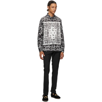 Shop Versace Jeans Couture Black And White Paisley Shirt In E899 Nero
