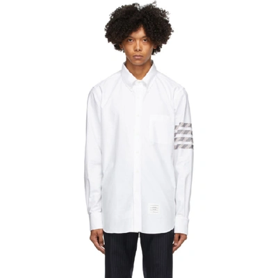 Shop Thom Browne White Oxford 4-bar Straight Fit Shirt In 100 White