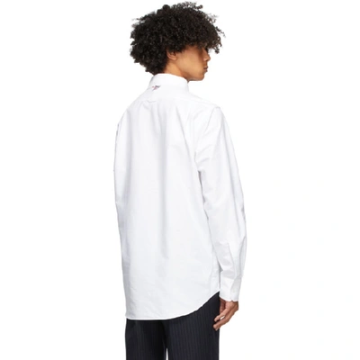 Shop Thom Browne White Oxford 4-bar Straight Fit Shirt In 100 White