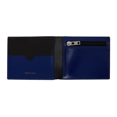 Shop Marni Black And Blue Tribeca Bifold Wallet In Zl811 Blkec