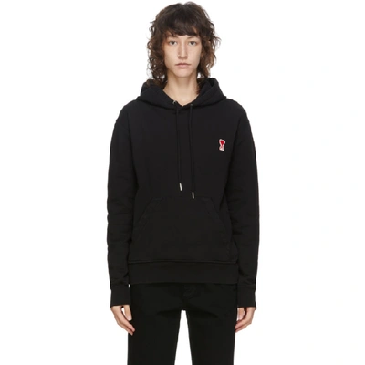 Shop Ami Alexandre Mattiussi Black Ami De Coeur Hoodie In 001 Black