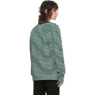 Shop Ami Alexandre Mattiussi Green And White Ami De Coeur Mariniere Long Sleeve T-shirt In 153 Green