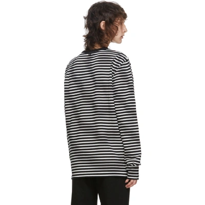 Shop Ami Alexandre Mattiussi Black And White Ami De Coeur Mariniere Long Sleeve T-shirt In 151 Black