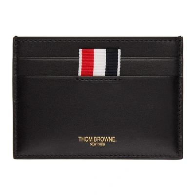 Shop Thom Browne Black Leather Card Holder In 001 Black