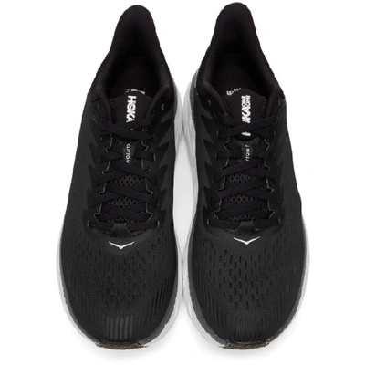 Shop Hoka One One Black And White Clifton 7 Sneakers In Black/white