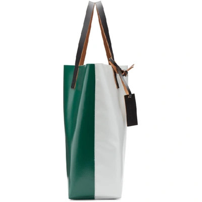 Shop Marni Green And Off-white Pvc Shopping Tote In White/green