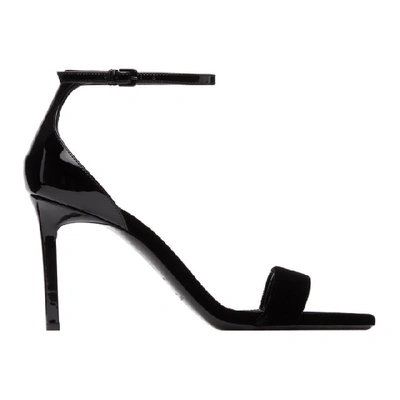 Shop Saint Laurent Black Velvet Amber Heeled Sandals In 1000 Black