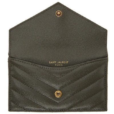 Shop Saint Laurent Grey Monogramme Quilted Wallet In 1011 Grey