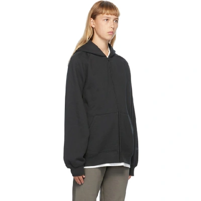 Shop Essentials Black Full Zip Raglan Hoodie In Stretchlimo