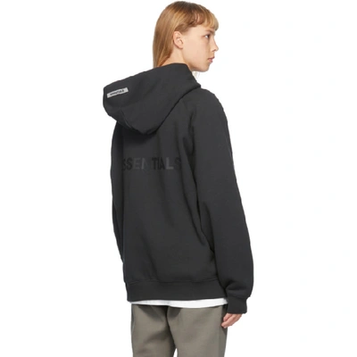 Shop Essentials Black Full Zip Raglan Hoodie In Stretchlimo