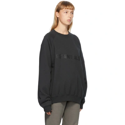 Shop Essentials Black Logo Crewneck Sweatshirt In Stretchlimo