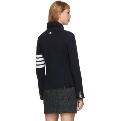 Shop Thom Browne Navy Link Stitch 4-bar Classic Blazer In 415 Navy