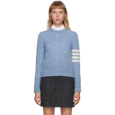 Shop Thom Browne Blue Shetland Wool 4-bar Sweater In 450 Blue