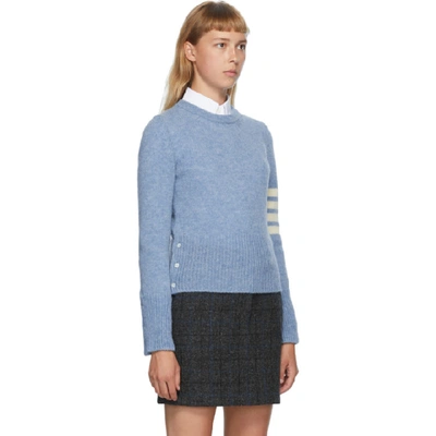 Shop Thom Browne Blue Shetland Wool 4-bar Sweater In 450 Blue