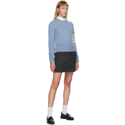 Shop Thom Browne Blue Shetland Wool 4-bar Sweater In 450 Blue