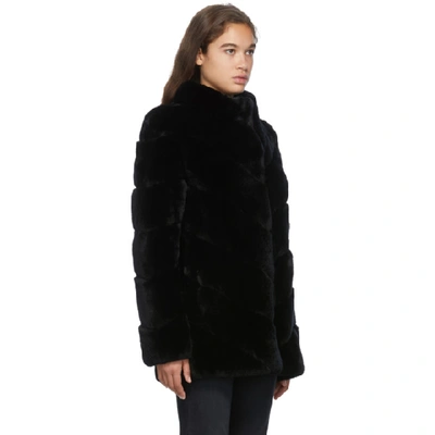 Shop Yves Salomon Black Rex Rabbit Fur Coat In C99 Noir