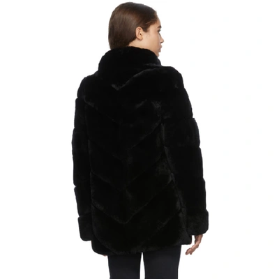 Shop Yves Salomon Black Rex Rabbit Fur Coat In C99 Noir