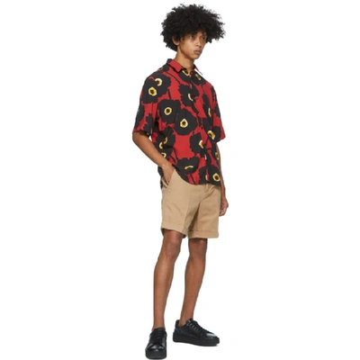 Shop Ami Alexandre Mattiussi Black And Red Printed Summer Fit Short Sleeve Shirt In Blk/red 009