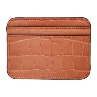 Shop Chloé Orange Croc ' C' Card Holder In 848 Tawnyor