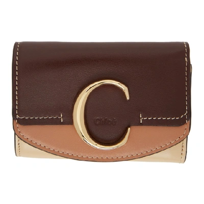 Shop Chloé Chloe Brown Small Chloe C Tri-fold Wallet In 25d Duskybr