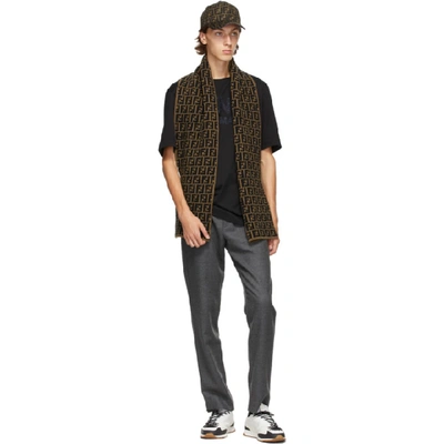 Shop Fendi Brown And Black Wool Forever  Scarf In F0qe1 Tobac