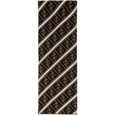 Shop Fendi Brown And White Stripe Forever  Scarf In F19sf Tobwh