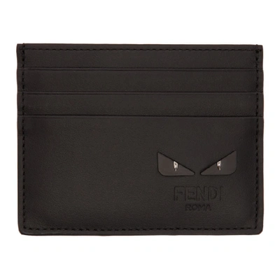 Shop Fendi Black And Silver Bag Bugs Card Holder In F0gxn Black