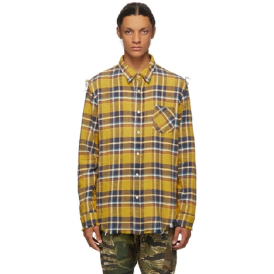 Shop R13 Yellow Check Frayed Shirt In Yellow Pld