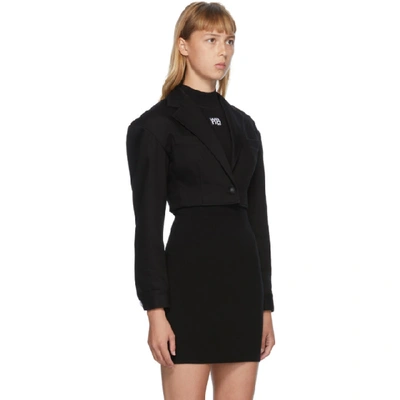 Shop Alexander Wang T Alexanderwang.t Black Denim Cropped Drop Shoulder Blazer In 001 Black