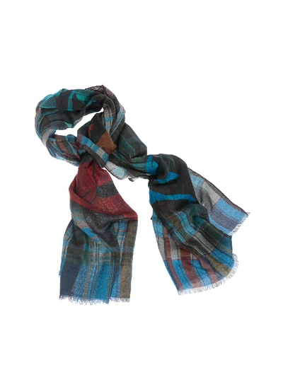 Shop Etro Shaal Checked Scarf In Blue