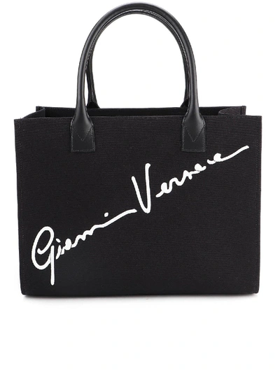 Shop Versace Canvas Tote Bag In Black