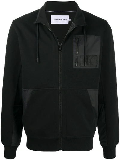 Shop Calvin Klein Jeans Est.1978 Contrast Panel Zipped Sweater In Black