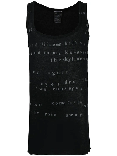 Shop Ann Demeulemeester Slogan Print Longline Tank Top In Black