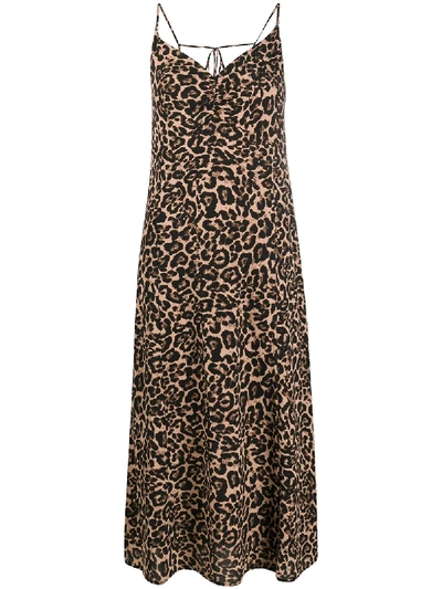 Shop Baum Und Pferdgarten Asta Leopard Print Slip Dress In Black