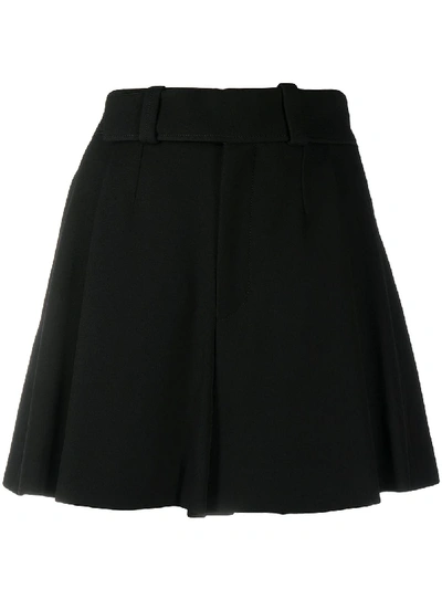 Shop Chloé High-waist Pleated Shorts In Black
