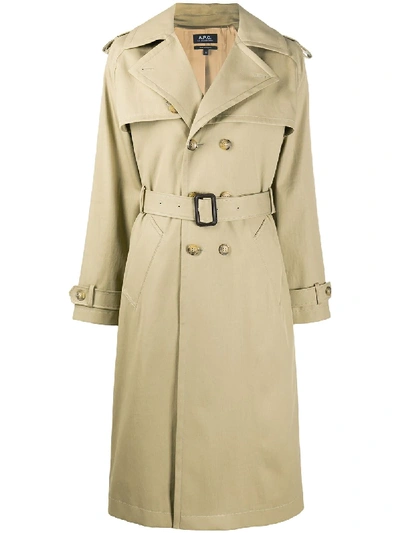 Shop Apc Simone Double-breasted Trench Coat In Neutrals