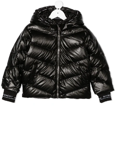 Shop Givenchy Logo Padded Jacket In Black