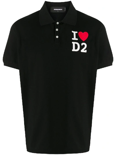 Shop Dsquared2 Logo-print Cotton Polo Shirt In Black