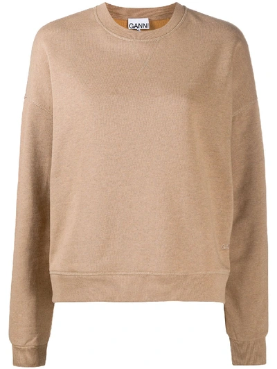 Shop Ganni Long-sleeve Sweatshirt In Neutrals