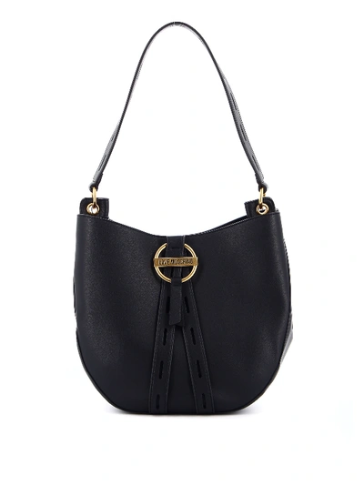 Shop Love Moschino Leather Hobo Bag In Black