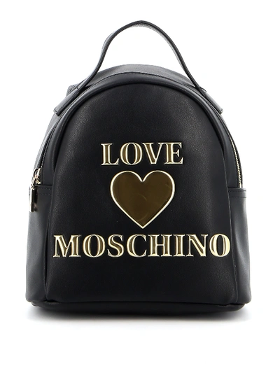 Shop Love Moschino Leather Backpack In Black